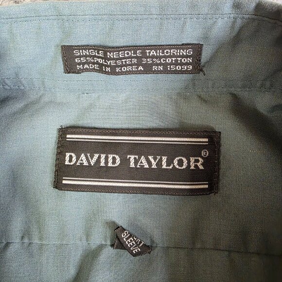 Vintage David Taylor Button Up Shirt Men’s Large Green Short Sleeve Casual - Picture 3 of 7